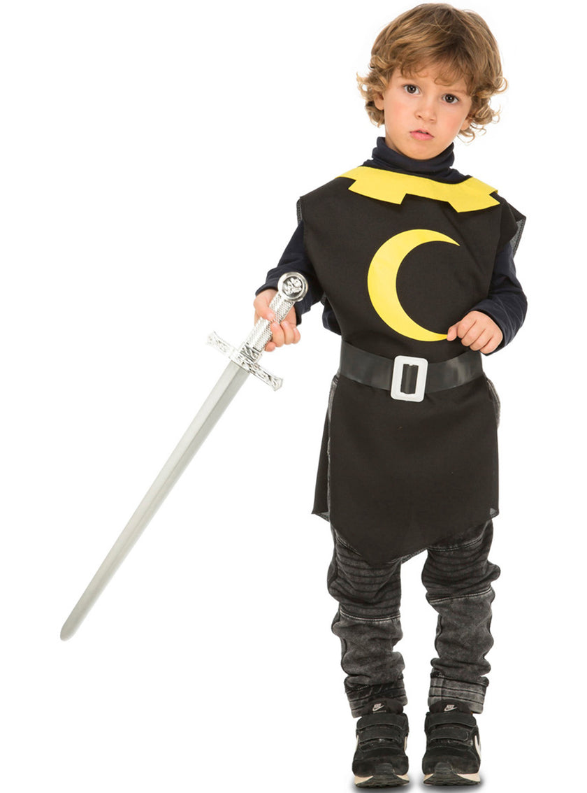 Tunique de chevalier médiéval noire enfant