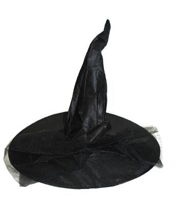 chapeau sorciere avec noeud en tulle noir adulte