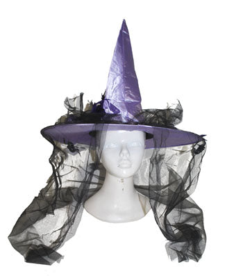 chapeau de sorcière violet et tulle noir
