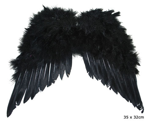 ailes d''ange plumes petite noir 35cm