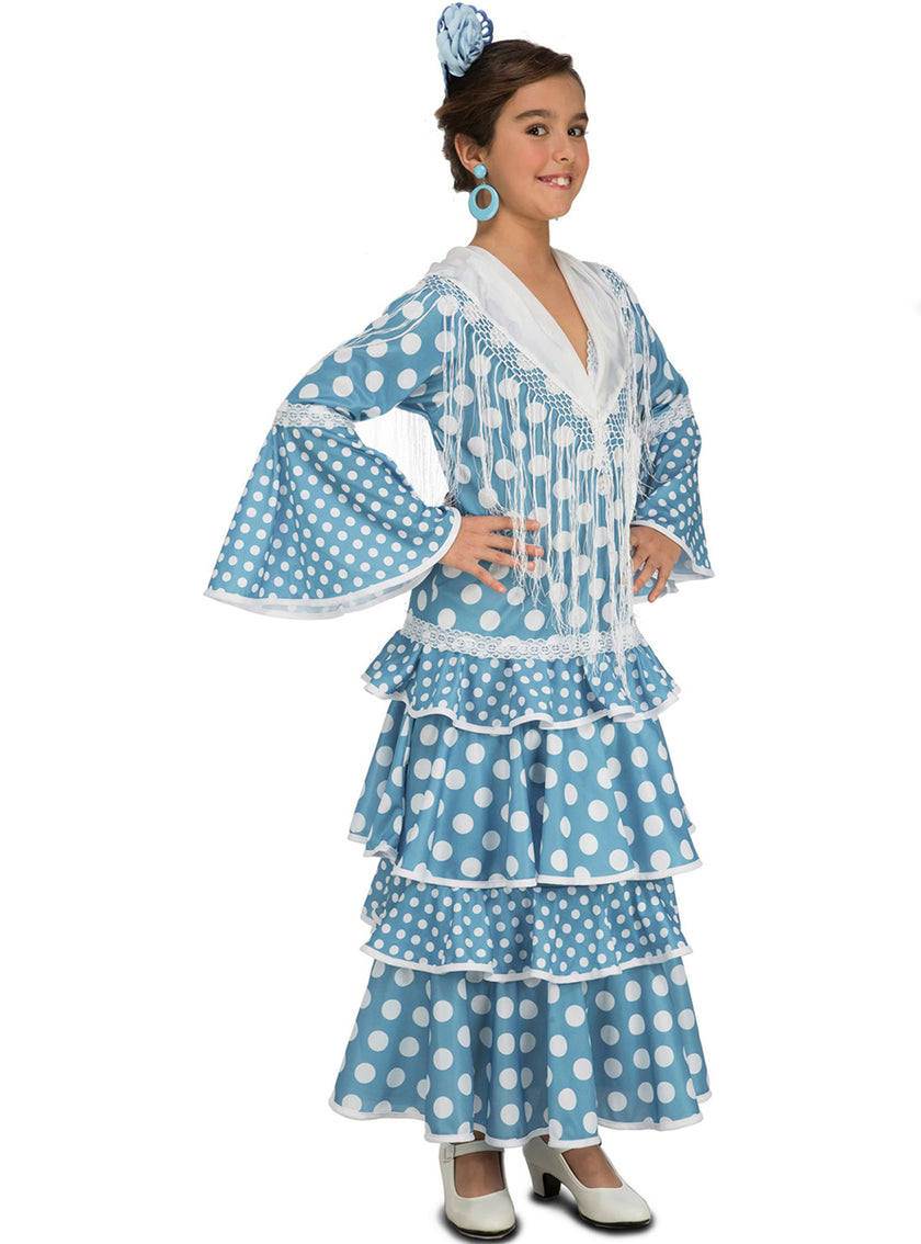 Déguisement flamenco turquoise fille