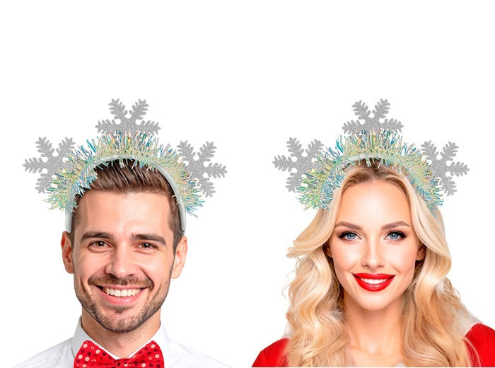 serre-tête flocons de neige avec paillettes argent