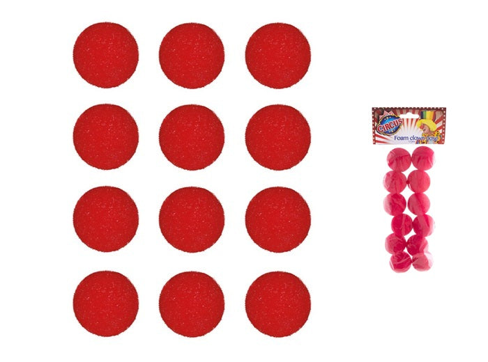 lot de 12 nez de clown en mousse 5cm