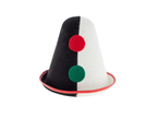 chapeau de clown pierrot avec pompons rouge & vert