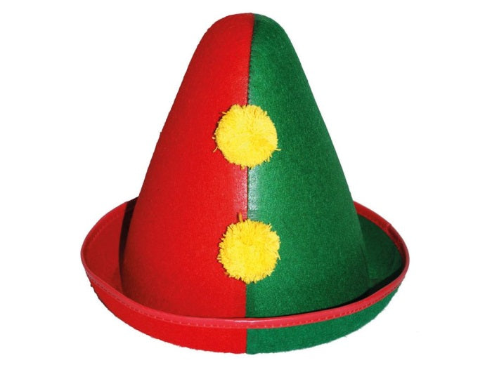 chapeau de clown pierrot rouge jaune vert adulte