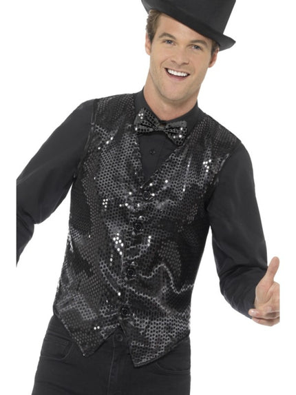 Gilet paillettes noires homme