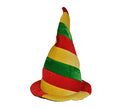 chapeau de clown torsadé rouge jaune vert