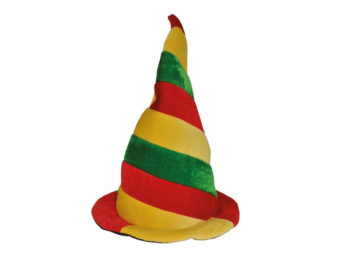 chapeau de clown torsadé vert jaune rouge adulte