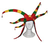 chapeau carnaval 5 longues cornes et grelots vert jaune rouge