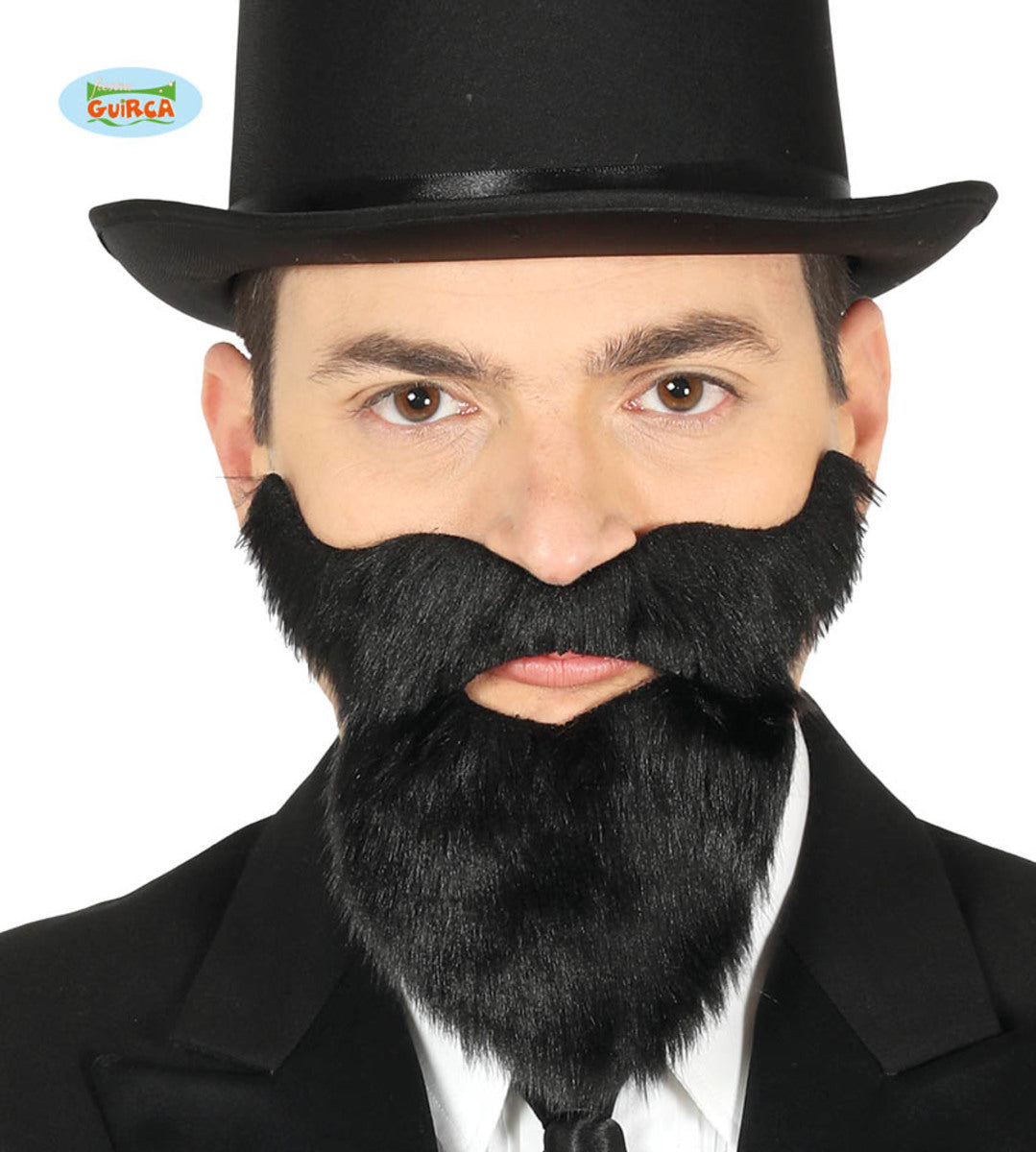 Barbe et moustache noire adhésive homme