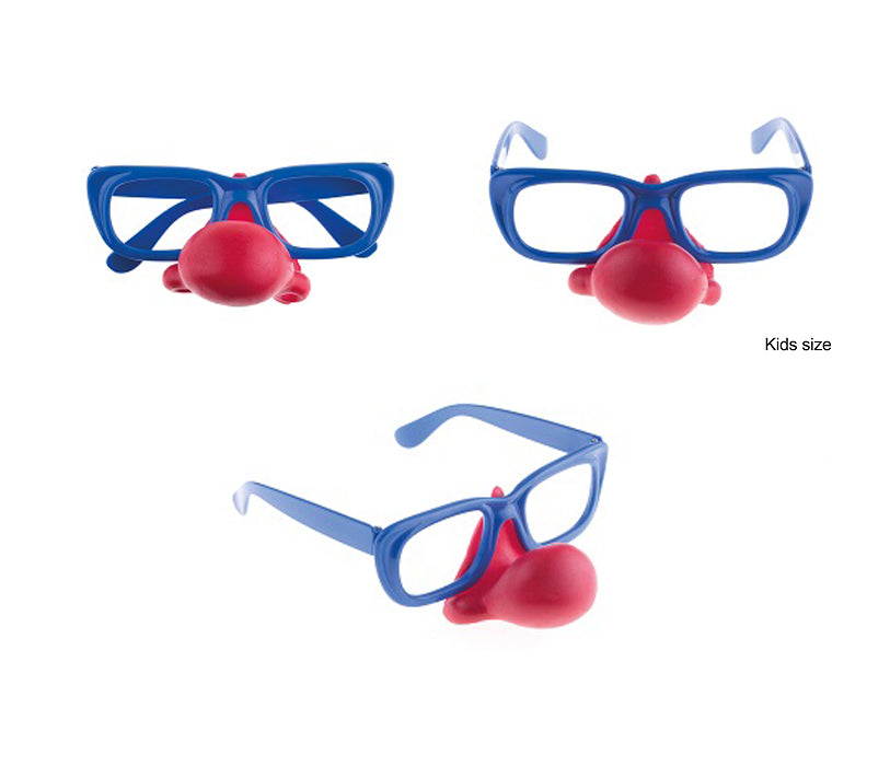 lunettes de clown bleu avec nez rouge