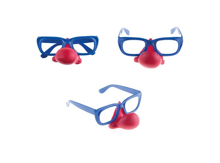 lunettes de clown bleu avec nez rouge