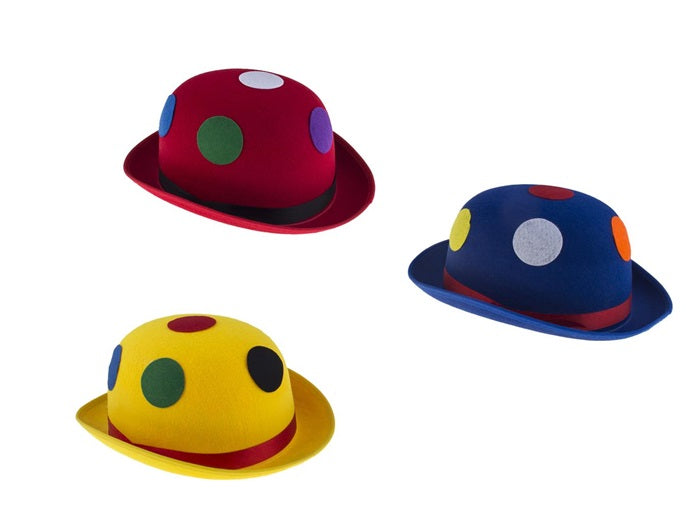 chapeau melon de clown en feutrine mix adulte 12cm