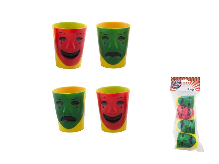 lot de 4 verres shooters vert jaune rouge 5.5cm