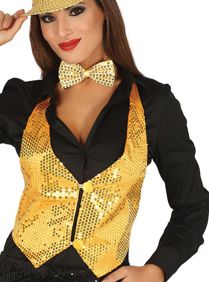 Gilet paillettes dorées homme