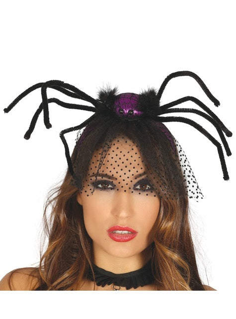 Serre-tête araignée violette avec voile