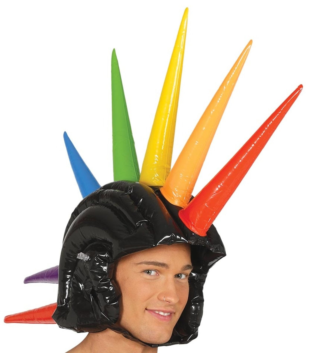 Casque avec crête gonflable muticolore