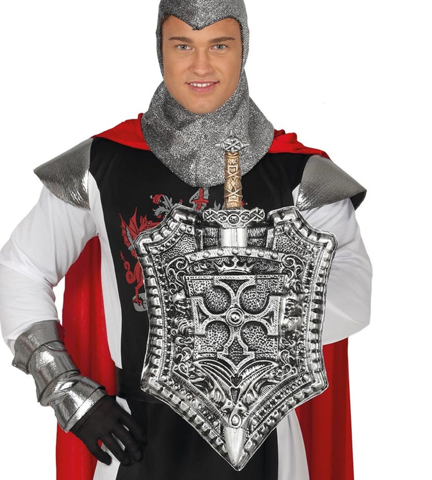 Bouclier médiéval avec épée argentée