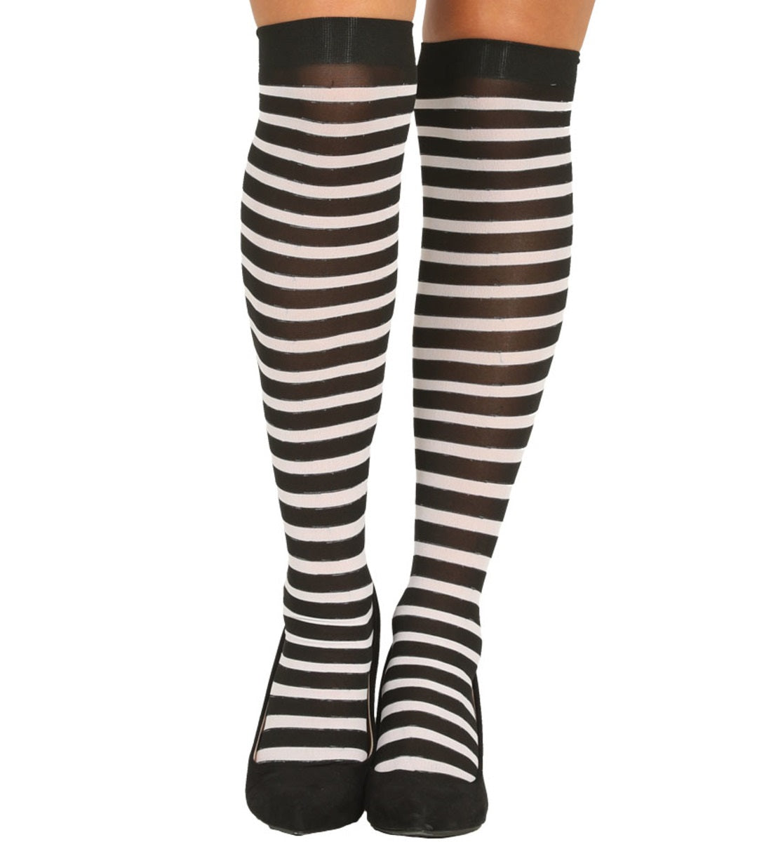 Bas sorcière rayures noires et blanches femme