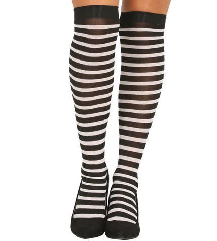 Bas sorcière rayures noires et blanches femme