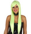 Perruque à frange verte fluo femme