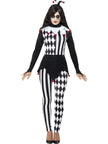 Déguisement arlequin élégant blanc et noir femme