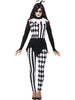 Déguisement arlequin élégant blanc et noir femme