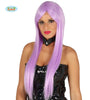 Perruque raide avec frange violette femme