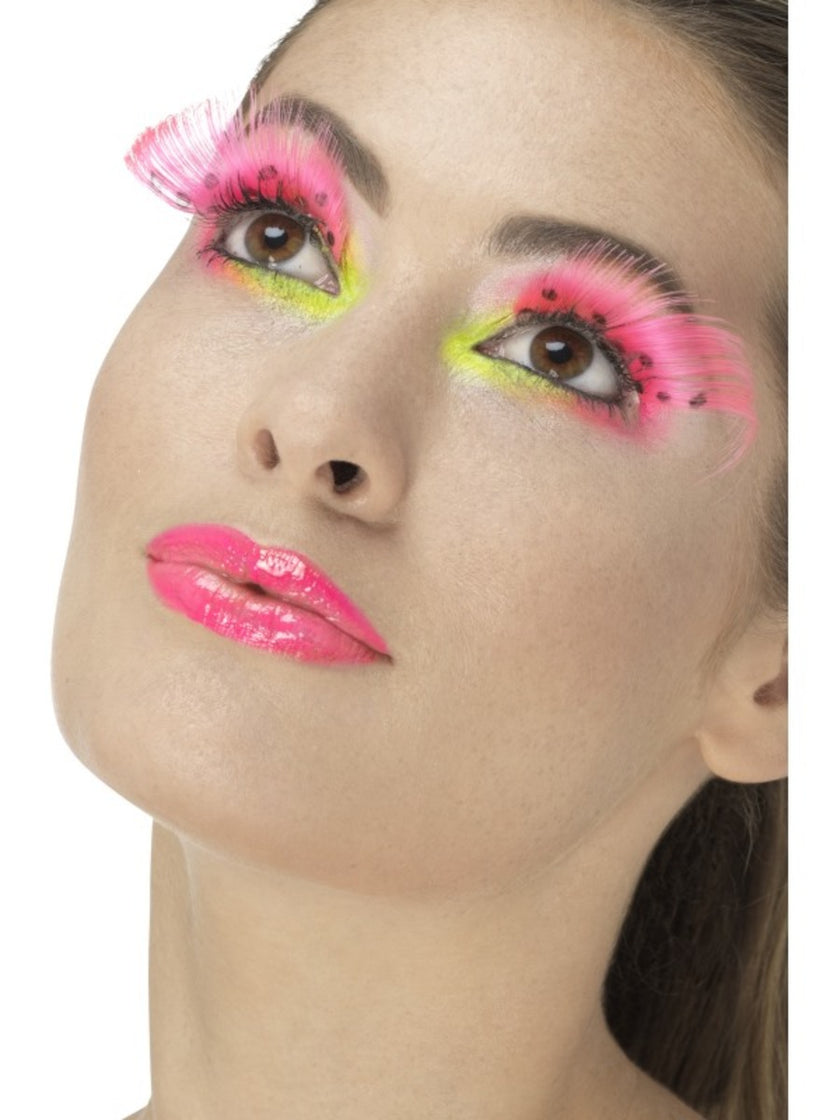 Faux-cils roses à pois noirs femme