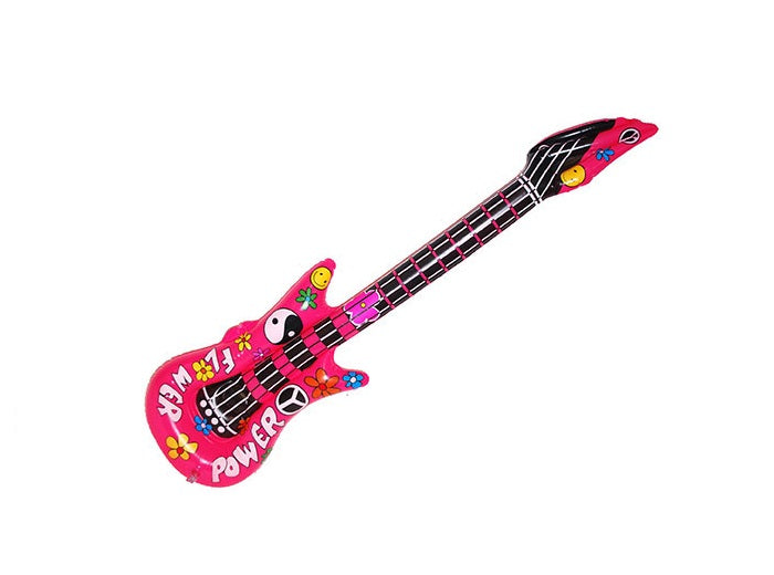 guitare gonflable motifs flower power rose 1.05m