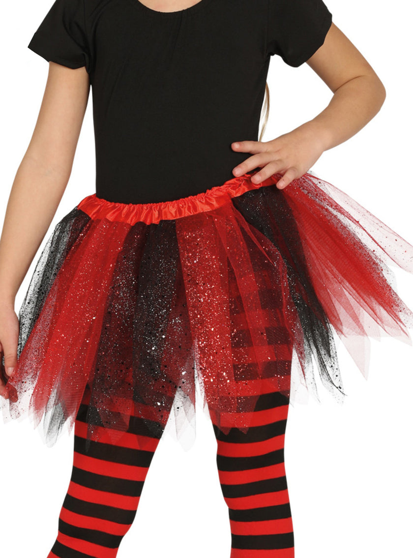 Tutu rouge et noir paillettes fille