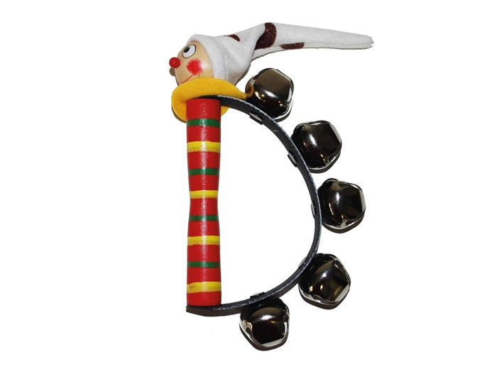 tambourin 5 grelots et visage de clown 15cm