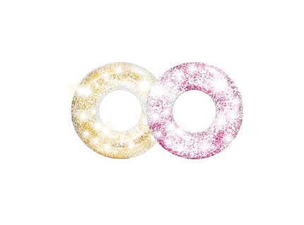 bouée gonflable translucide avec paillettes mix 119cm