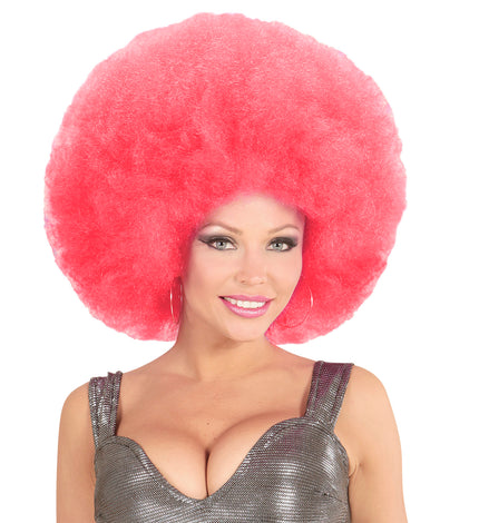 Perruque afro géante rose deluxe