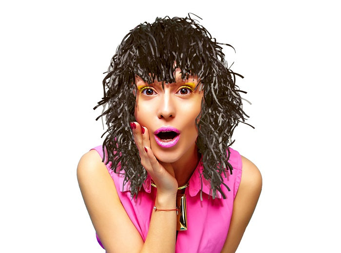 perruque à lamelles papier noir