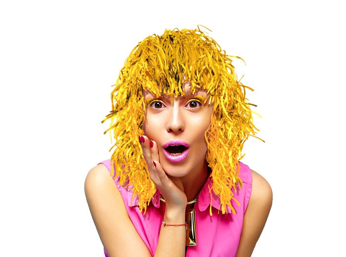 perruque à lamelles papier or