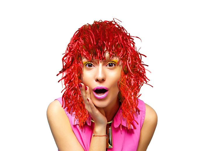 perruque à lamelles papier rouge