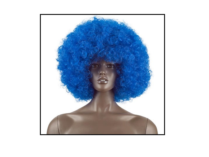 perruque afro chico géante bleu