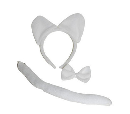 kit de déguisement de chat blanc 3 pièces