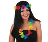 perruque hawai avec couronne et collier de fleurs