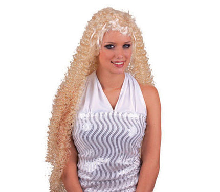 perruque angel cheveux longs frisés blond