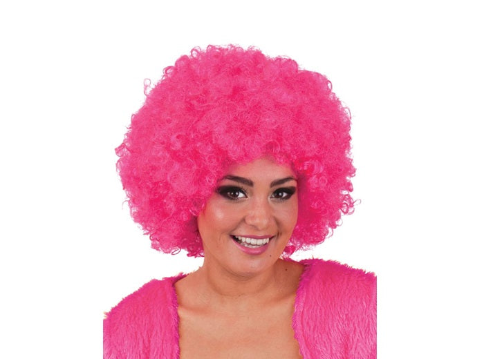 perruque hippy afro rose pink