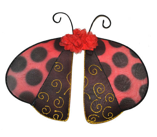 ailes de coccinelle avec antennes rouge à pois noir 50cm