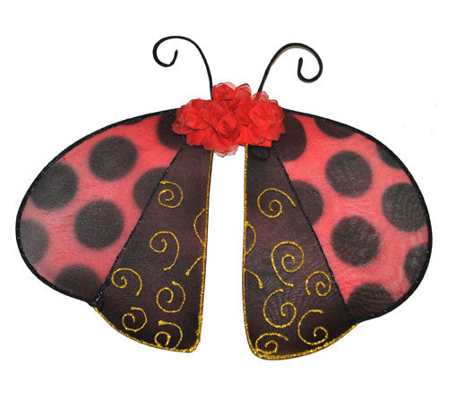 ailes de coccinelle avec antennes rouge à pois noir 50cm