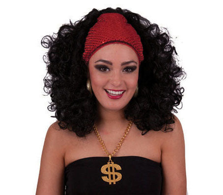 perruque disco à sequins avec bandana