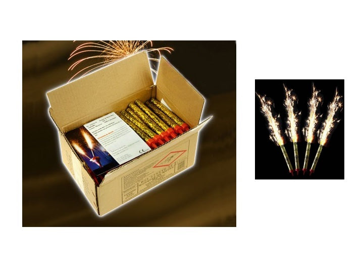 .lot de 100 fontaines bougies scintillantes or 15cm 60sec premiu