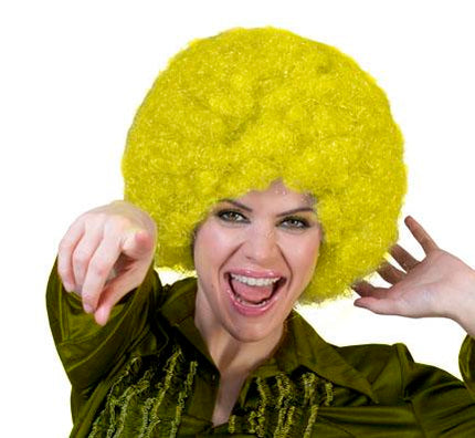 perruque hippy afro jaune