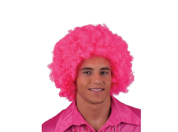 perruque afro moyenne rose pink