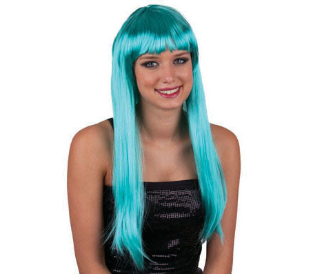 perruque cheveux longs pretty pony vert/bleu