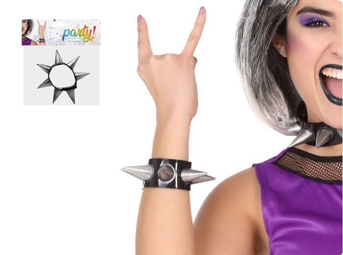 bracelet punk à grandes pointes noir adulte